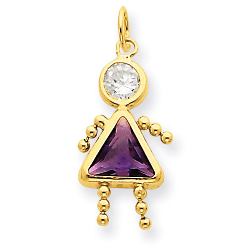 February Girl Birthstone Charm 14k Gold XCK158