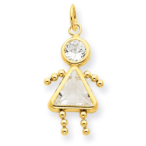 April Girl Birthstone Charm 14k Gold XCK162