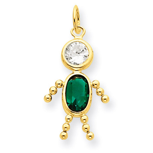 May Boy Birthstone Charm 14k Gold XCK165