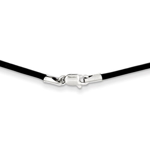1.5mm Black Leather Cord Necklace 16 Inch 14k White Gold XG251-16