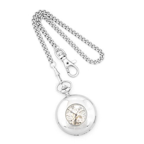 Charles Hubert Solid Stainless Steel White Dial Pocket Watch XWA834