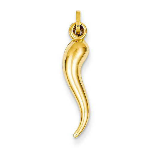 Hollow 3D Italian Horn Charm 14k Gold YC1095