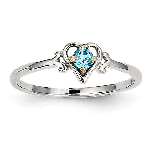December Birthstone Heart Ring 14k White Gold Genuine YC423