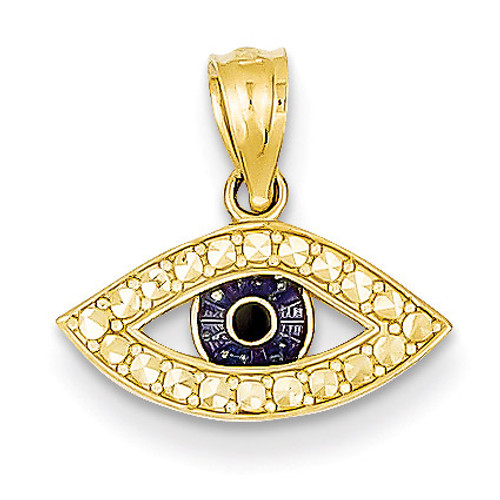 Enameled Eye Pendant 14K Gold & Rhodium YC898