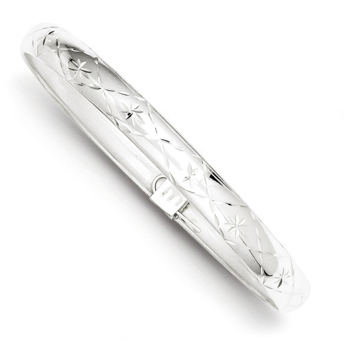7mm Diamond-cut Flexible Bangle Sterling Silver QB614