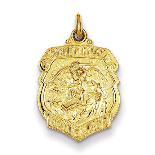 Saint Michael Badge Medal 24k Gold-plated Sterling Silver MPN: QC5650