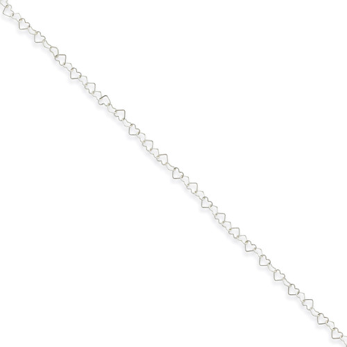 10 Inch 0.5mm Fancy Heart Link Anklet Sterling Silver QG1345-10
