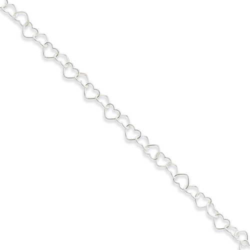 10 Inch 0.6mm Fancy Heart Link Anklet Sterling Silver QG1346-10