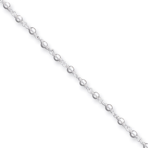 10 Inch Bead Anklet Sterling Silver Fancy QG1361-10