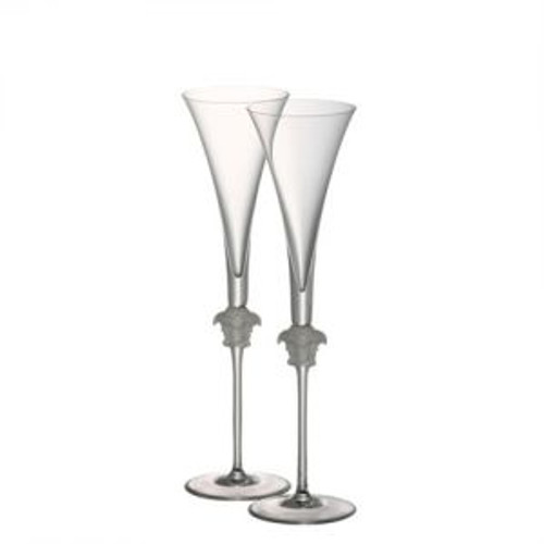 Versace Medusa Lumiere Champagne Flute PAIR 6 ounce 12 inch