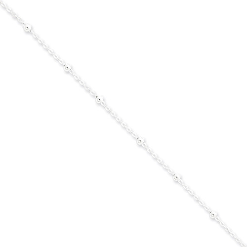 20 Inch 1.3mm Beaded Chain Sterling Silver QPE53-20