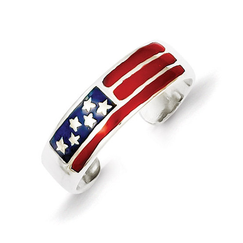 Flag Toe Ring Sterling Silver Enameled MPN: QR780