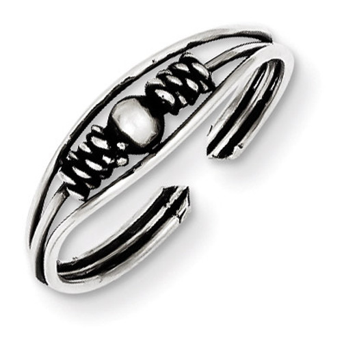 Beaded Toe Ring Antiqued Sterling Silver MPN: QR788