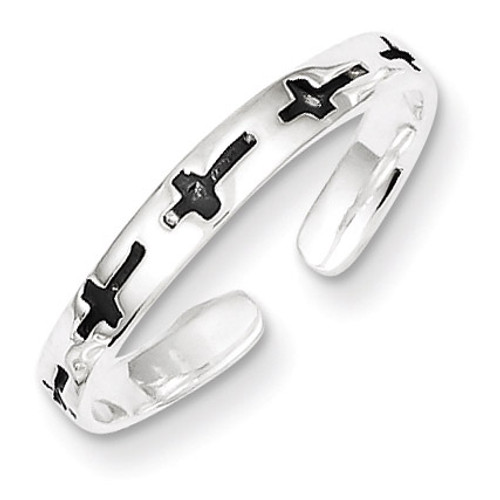 Crosses Toe Ring Antiqued Sterling Silver MPN: QR806