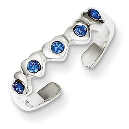 Blue Diamond Heart Toe Ring Sterling Silver MPN: QR823