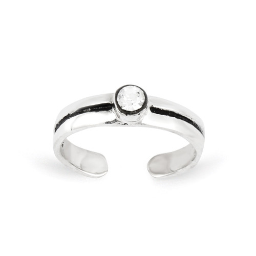 Antiqued Toe Ring Sterling Silver Diamond MPN: QR844