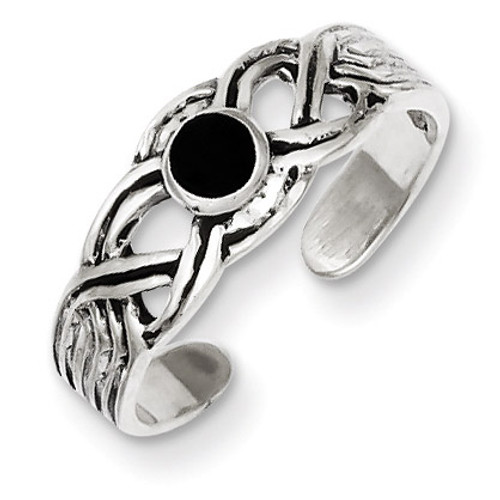 Diamond Toe Ring Antiqued Sterling Silver MPN: QR845