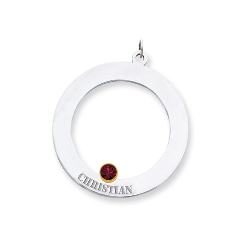 1 Birthstone Bezel Family Crystal Pendant Sterling Silver & 14k Gold QMP11/1G