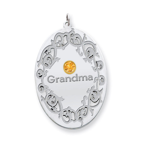 1 Birthstone Bezel Family Crystal Pendant Sterling Silver & 14k Gold QMP12/1G