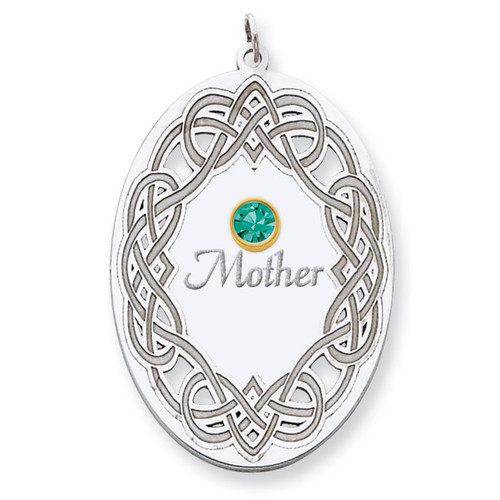 1 Birthstone Bezel Family Crystal Pendant Sterling Silver & 14k Gold QMP13/1G