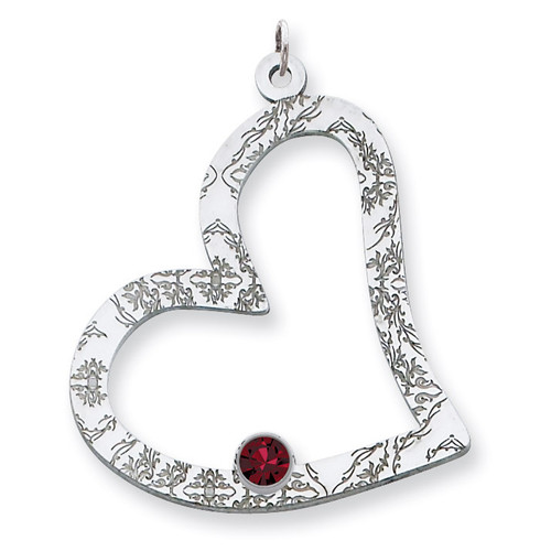 1 Birthstone Family Crystal Heart Pendant Sterling Silver QMP2/1SS