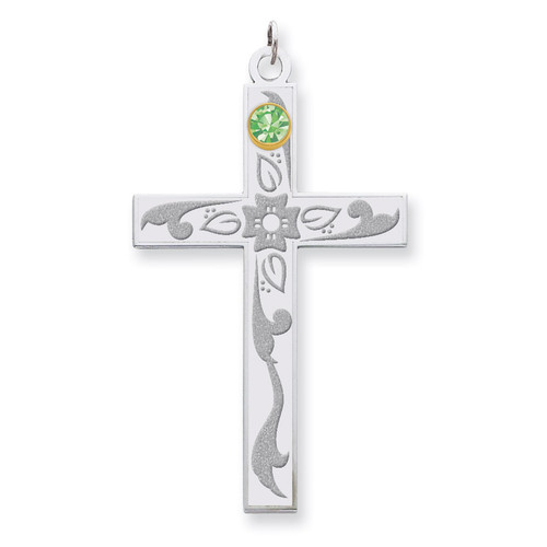 1 Birthstone Bezel Family Crystal Cross Pendant Sterling Silver & 14k Gold QMP4/1G