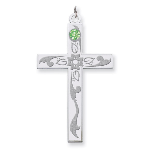 1 Birthstone Family Crystal Cross Pendant Sterling Silver QMP4/1SS