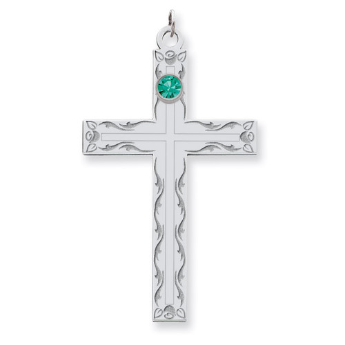 1 Birthstone Family Crystal Cross Pendant Sterling Silver QMP5/1SS