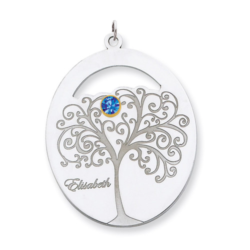 1 Birthstone Bezel Family Crystal Pendant Sterling Silver & 14k Gold QMP9/1G