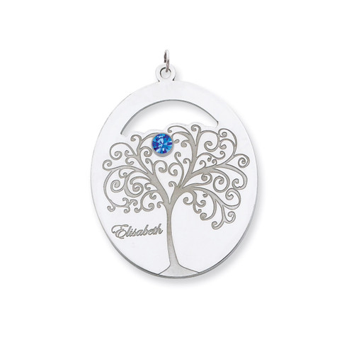 1 Birthstone Family Crystal Pendant Sterling Silver QMP9/1SS