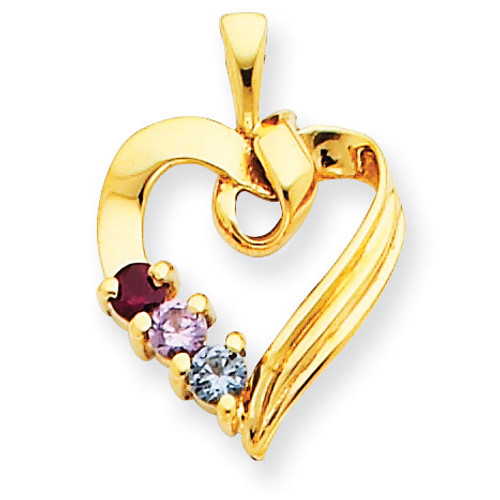 3 Birthstones Family Pendant 14k Yellow Gold XMP52/3