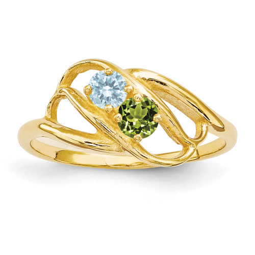 2 Birthstones Mothers Ring 14k Gold Polished XMR1/2