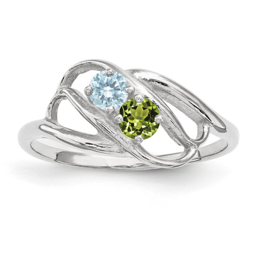 2 Birthstones Mothers Ring 14k White Gold Polished XMR1/2W