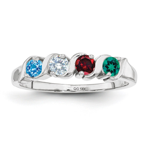 4 Birthstones Mothers Ring 14k White Gold Polished XMR11/4W
