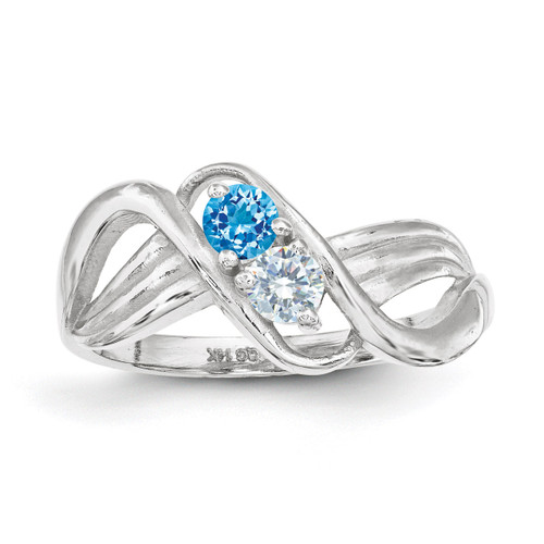 2 Birthstones Mothers Ring 14k White Gold Polished XMR12/2W