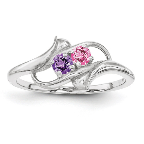 2 Birthstones Mother's Ring Sterling Silver XMR14/2SS