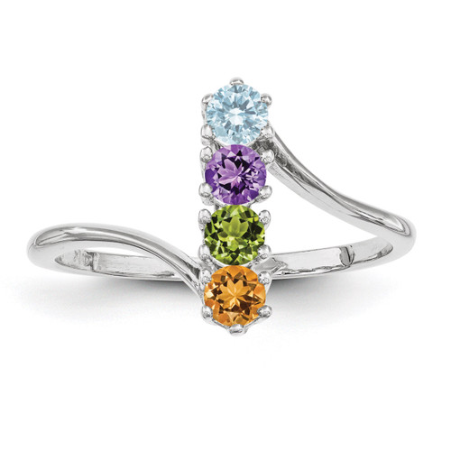 4 Birthstones Mothers Ring 14k White Gold Polished XMR15/4W