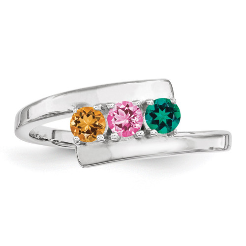 3 Birthstones Mothers Ring 14k White Gold Polished XMR16/3W