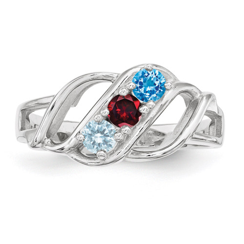 3 Birthstones Mother's Ring Sterling Silver XMR5/3SS