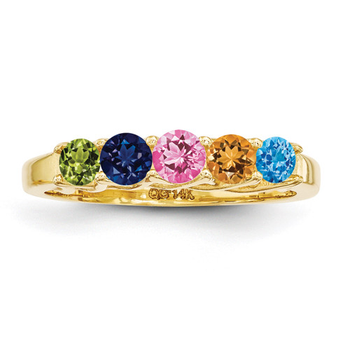 5 Birthstones Family Jewelry Ring 14k Yellow Gold XMR83/5