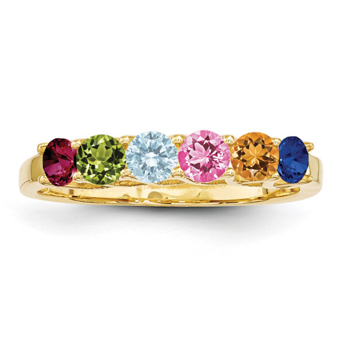 6 Birthstones Family Jewelry Ring 14k Yellow Gold XMR85/6 - HomeBello