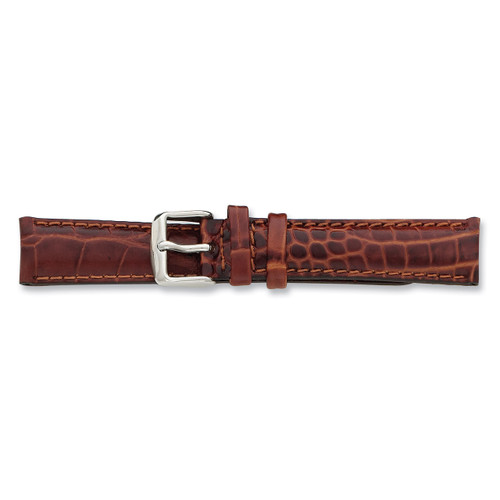26mm Havana Crocodile Chrono Watch Band 7.5 Inch Silver-tone Buckle BA104-26