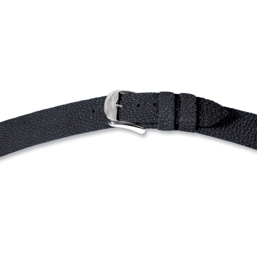 22mm Black Genuine Stingray Watch Band 7.4 Inch Silver-tone Buckle BA205-22
