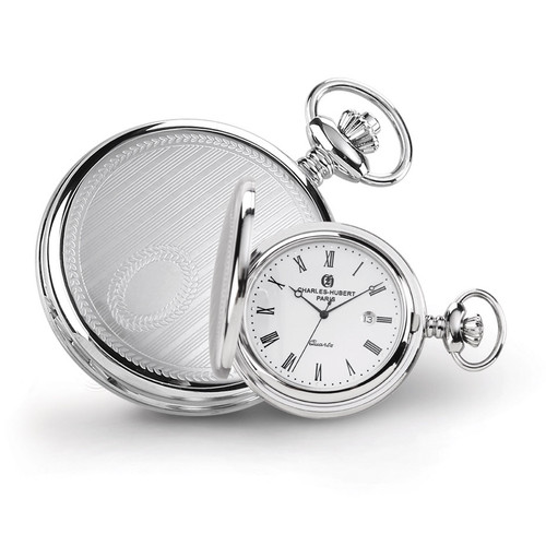 Charles Hubert Stainless Steel Stripe Design Pocket Watch XWA4468