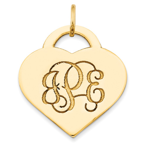 Letters Heart Monogram Pendant 10k Yellow Gold Casted High Polished 10XNA511Y