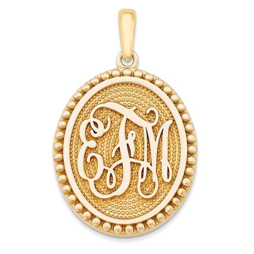 Antiqued or Sandblast Monogram Pendant 10k Yellow Gold Casted High Polished 10XNA525Y