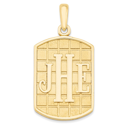 Antiqued or Sandblast Monogram Pendant 10k Yellow Gold Casted High Polished 10XNA526Y