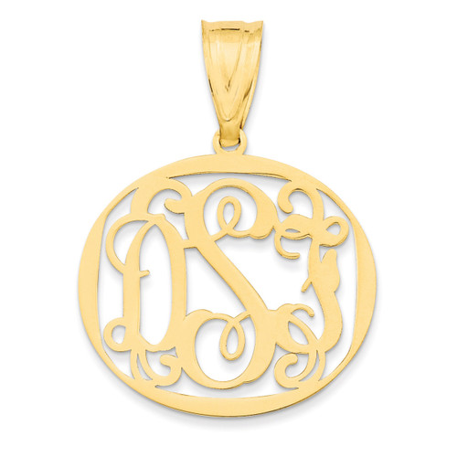 Monogram Circle Pendant 10k Yellow Gold Laser High Polish 10XNA527Y