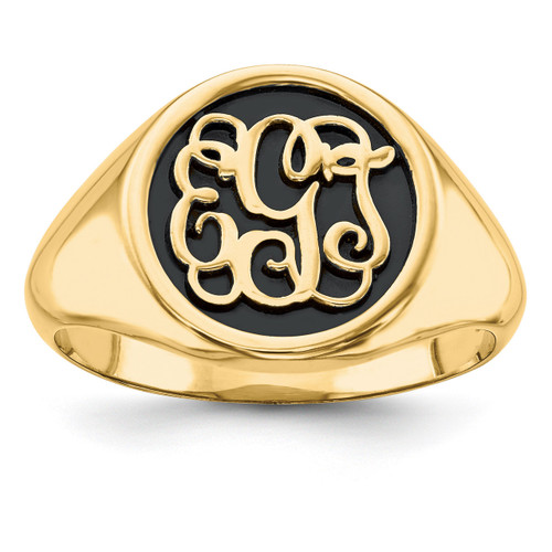 Antiqued or Sandblast Monogram Ring 10k Yellow Gold Casted High Polished 10XNR67Y