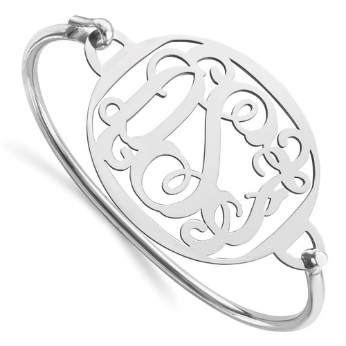 Monogram Bangle Bracelet Sterling Silver High Polished XNA508SS